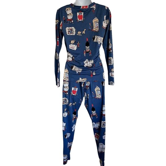 Munki Munki Classic Pajama Set Costco Theme Blue Wine Shopping Homemaker XS - Picture 1 of 10